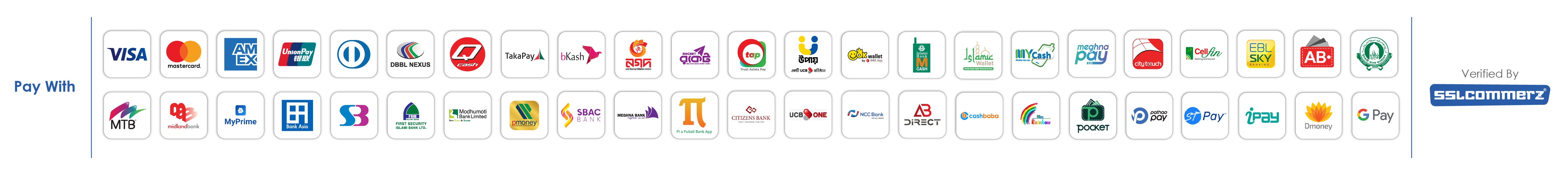 SSLCommerz Payment Gateway - Accept bKash, Nagad, Rocket, Visa, MasterCard, AMEX & Net Banking